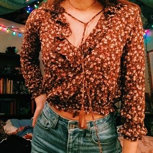 dark floral crop top